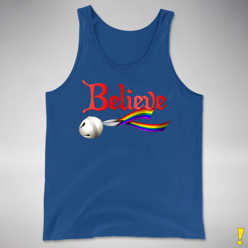 Believe Progress Pride LGBTQ Jingle Bell Premium Tank Top - Royal Blue